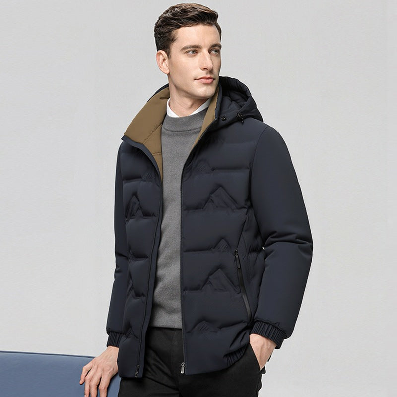 Winter Men's Thick Stand-up Collar Cotton Jacket For Business Casual